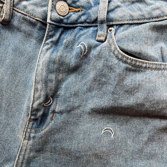 Whimsigoth Embroidered Moon Jean Shorts - Picture 4 of 5